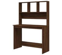 Eleganz Bureau à grande pièce avec étagère | 102 x 45 x 148 cm | Bois de chêne marron | Poste de travail stable pour bureau | Peu encombrant et fonctionnel