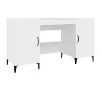 Eleganz Bureau blanc brillant 140 x 50 x 75 cm en bois et métal | Poste de travail pour bureau de grande pièce | Solution de bureau stable et durable | Design moderne pour les travaux de bureau