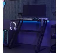 Eleganz Bureau de jeu, avec structure ZZ, 90 x 60 x 75 cm, pour bureau, en bois robuste et fer, design noir/rouge pour gamers