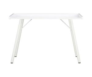 Eleganz Bureau en bois et acier, 90 x 50 x 79 cm, blanc, robuste et peu encombrant, idéal pour les bureaux modernes