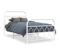 Eleganz Cadre de lit 100 x 200 cm blanc avec tête et pied de lit, lit en métal moderne pour chambre à coucher, durable et stable, idéal pour les petits espaces