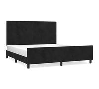 Eleganz Cadre de lit 160 x 200 cm en velours noir - Lit moderne sans matelas pour chambre à coucher, durable et stable, montage rapide, pour une sensation de vie confortable