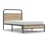 Eleganz Cadre de lit 90 x 190 cm en bois de chêne fumé, cadre de lit moderne, sans matelas, pour chambre à coucher, durable et stable, design peu encombrant pour les petits espaces