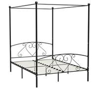 Eleganz Cadre de lit à baldaquin 140 x 200 cm en métal noir - Cadre de lit moderne pour chambre à coucher, durable et stable - Solution parfaite pour une décoration élégante