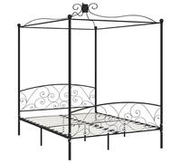 Eleganz Cadre de lit à baldaquin en métal - 160 x 200 cm - Noir - Cadre de lit moderne pour chambre à coucher avec une grande stabilité et un design durable - Idéal pour les chambres romantiques et