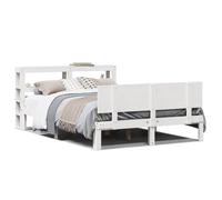 Eleganz Cadre de lit avec tête de lit, 140 x 200 cm, blanc, lit double moderne, avec cadre solide et tête de lit, pour chambre à coucher, design simple pour une sensation de vie confortable