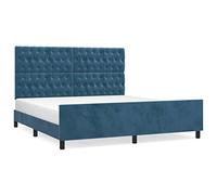 Eleganz Cadre de lit avec tête de lit, 180 x 200 cm, en velours bleu foncé, pour chambre à coucher, lit moderne et durable pour un sommeil réparateur