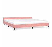 Eleganz Cadre de lit avec tête de lit, 200 x 200 cm, en velours rose, lit double moderne, pour chambre à coucher, tête de lit en tissu durable, montage facile