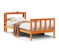 Eleganz Cadre de lit avec tête de lit, 90 x 200 cm, marron cire, lit en bois moderne, pour chambre à coucher, durable et stable, sans matelas