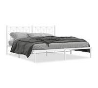 Eleganz Cadre de lit avec tête de lit, en métal, blanc, 183 x 213 cm, design élégant et durable pour chambre à coucher, tête de lit moderne pour un sommeil réparateur