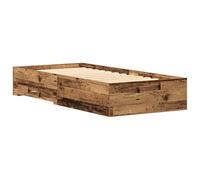 Eleganz Cadre de lit avec tiroirs en bois recyclé 100 x 200 cm - HEADBOARD élégant en bois avec espace de rangement pratique pour plus d'ordre dans la chambre à coucher