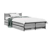 Eleganz Cadre de lit avec tiroirs gris Sonoma 75 x 190 cm - Lit double peu encombrant en bois pour les petits espaces, tiroirs fins pour un espace de rangement supplémentaire