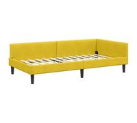Eleganz Cadre de lit d'angle jaune 90 x 190 cm en velours et bois d'ingénierie - Tête de lit de qualité supérieure pour une chambre élégante