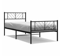 Eleganz Cadre de lit en acier noir 100 x 190 cm - Lit en métal robuste avec tête et pied de lit pour adulte - Structure stable pour un sommeil réparateur