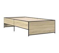 Eleganz Cadre de lit en chêne Sonoma - 100 x 200 cm - Combinaison bois-métal pour un soutien stable au sommeil - Design moderne pour chambre à coucher - Facile à monter