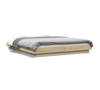 Eleganz Cadre de lit en chêne Sonoma 150 x 200 cm en bois dérivé - Lit double moderne et durable pour la chambre à coucher - Structure solide - Montage facile