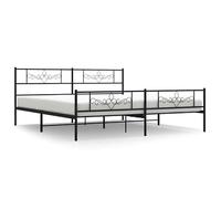 Eleganz Cadre de lit en métal noir 193 x 203 cm avec tête et pied de lit - Design moderne pour chambre à coucher et salon - Structure solide et durable - Idéal pour les familles et les couples
