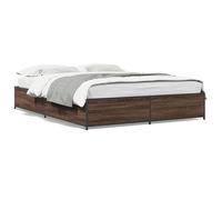 Eleganz Cadre de lit marron 120 x 200 cm - Aspect chêne moderne en bois et métal - Stable et durable pour un sommeil réparateur - Idéal pour la chambre à coucher et la chambre d'amis