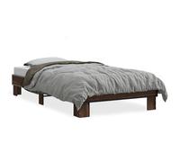 Eleganz Cadre de lit marron 75 x 190 cm aspect chêne, en bois et métal, cadre élégant et stable pour un sommeil réparateur, idéal pour les petites pièces et les chambres modernes