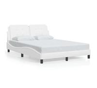 Eleganz Cadre de lit « Zadar » - 140 x 200 cm - En cuir synthétique - Blanc - Lit mezzanine moderne avec tête de lit - Pour chambre à coucher et chambre d'amis, stable et facile d'entretien
