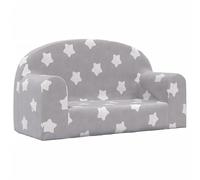Eleganz Canapé 2 places pour enfant, gris clair avec étoiles, peluche douce (100 % polyester), confortable et confortable pour les tout-petits, meubles pour bébé et enfant