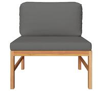 Eleganz Canapé central de jardin avec coussins gris foncé en teck massif - Canapé de jardin durable et résistant aux intempéries en bois dur de teck finement poncé avec finition à base d'eau - 100