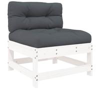 Eleganz Canapé central en pin massif avec coussin - Blanc - Canapé de jardin durable pour terrasse et jardin - Parfait pour les familles et la détente en plein air
