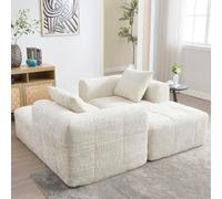 Eleganz Canapé d'angle en chenille confortable avec coussin et poches latérales pour télécommande et téléphone portable, design élégant en beige, aucun assemblage nécessaire