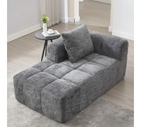 Eleganz Canapé d'angle en chenille confortable et élégant avec coussin, poches latérales pour télécommande et téléphone portable, aucun assemblage nécessaire, gris