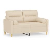 Eleganz Canapé futon, 120 cm, en tissu crème, 2 places, avec coussin décoratif, peu encombrant, adapté aux petits espaces, confortable et élégant