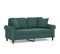 Eleganz Canapé futon, 140 cm, en velours, vert foncé, 2 places, avec coussins décoratifs, peu encombrant, pour salon ou chambre à coucher, confortable et élégant