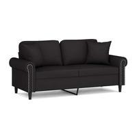 Eleganz Canapé futon 2 places 140 cm en velours noir avec coussin décoratif - Canapé de salon compact pour petits espaces, confortable et élégant