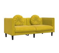 Eleganz Canapé futon 2 places avec coussin, en velours jaune, pour salon et chambre à coucher, confortable et élégant, peu encombrant pour les petits espaces