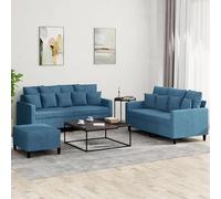 Eleganz Canapé futon 3 pièces, en velours, bleu, avec coussins, confortable, pour salon, chambre à coucher ou bureau, moderne et élégant, pour les petits espaces