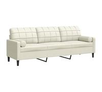 Eleganz Canapé futon 3 places, 210 cm, en velours, crème, avec coussin décoratif, solution de salon confortable pour les petits espaces, durable et élégant