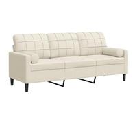 Eleganz Canapé futon 3 places en velours, 180 cm, avec coussin décoratif crème, canapé de salon confortable, pour les petits espaces, durable et élégant