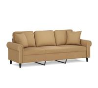 Eleganz Canapé futon, 3 places, en velours, marron, 180 cm, avec coussins décoratifs, confortable, pour salon ou chambre à coucher, peu encombrant et élégant