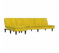Eleganz Canapé futon en forme de L, jaune, 255 x 140 x 70 cm, en velours, confortable, pour salon, chambre d'amis, peu encombrant et élégant