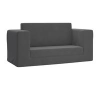 Eleganz Canapé-lit pour enfant, 2 places, anthracite, en peluche, doux, pour chambre d'enfant, meuble de bébé, avec housse de qualité supérieure, idéal pour les tout-petits et les bébés