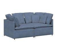 Eleganz Canapé modulaire avec coussin en velours côtelé bleu - Futon durable pour le salon ou les petites pièces - Solution d'assise confortable avec un design élégant