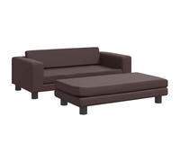 Eleganz Canapé pour enfant avec tabouret - Aspect cuir marron - 100 x 50 x 30 cm - Meuble de chambre d'enfant confortable pour salle de jeux et salon - Durable et facile d'entretien