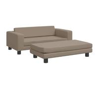 Eleganz Canapé pour enfant avec tabouret - Marron cappuccino - 100 x 50 x 30 cm - En cuir synthétique - Pour salon et chambre d'enfant - Confortable et durable