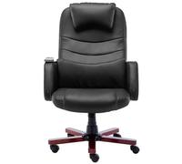 Eleganz Chaise de bureau de massage en cuir synthétique - Chaise de bureau ergonomique avec fonction massage pour le bureau à domicile, cuir synthétique noir, contreplaqué et métal