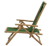 Eleganz Chaise de relaxation réglable en bambou et tissu (100 % polyester) - Siège de jardin pour terrasse et balcon - Léger et résistant aux intempéries - Solution de salon parfaite