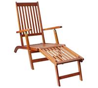Eleganz Chaise longue en bois massif avec repose-pieds et coussin en acacia, lit de jardin pour terrasse et jardin, finition à l'huile pour plus de durabilité et de naturel