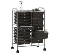 Eleganz Chariot de rangement XXL avec 15 tiroirs en plastique et chrome - Grande solution de rangement pour garage, bureau et atelier - Empilable et robuste