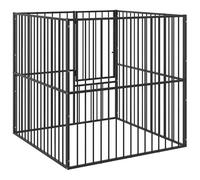 Eleganz Clapier pour chien 4 pièces en acier galvanisé noir - Robuste et durable pour un enclos sûr pour chien - Idéal pour le jardin et la terrasse