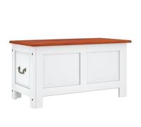 Eleganz Coffre de rangement en bois d'acacia massif avec couvercle - Marron et blanc - Coffre de rangement en bois massif pour salon, chambre à coucher - Durable et élégant