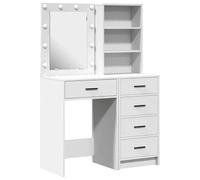 Eleganz Coiffeuse 2 pièces, blanche, 50 x 41 x 135 cm, en bois dérivé du bois, meuble de chambre à coucher, avec espace de rangement et miroir, moderne et durable