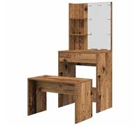 Eleganz Coiffeuse aspect bois vieilli en bois et acrylique - Ensemble de meubles élégants pour chambre à coucher - Éclairage pratique et espace de rangement